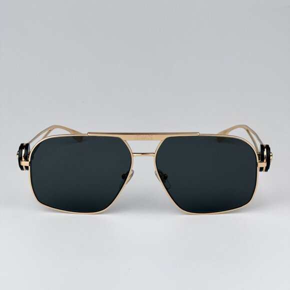 Versace VE2269 100287 BRAND NEW Sunglasses Gold Dark Grey Pilot Unisex - Picture 4 of 11